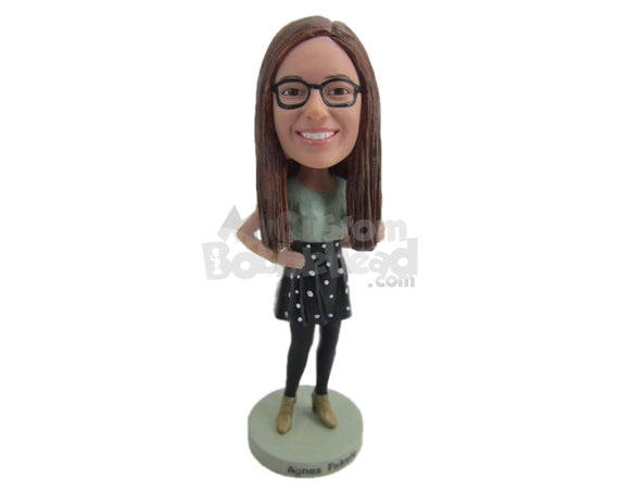 Custom Bobblehead Happy Cute Girl In Funky Skirt - Leisure & Casual Casual Females Personalized Bobblehead & Cake Topper Custom Bobblehead Happy Cute Girl In Funky Skirt - Leisure & Casual Casual Females Personalized Bobblehead & Cake Topper
